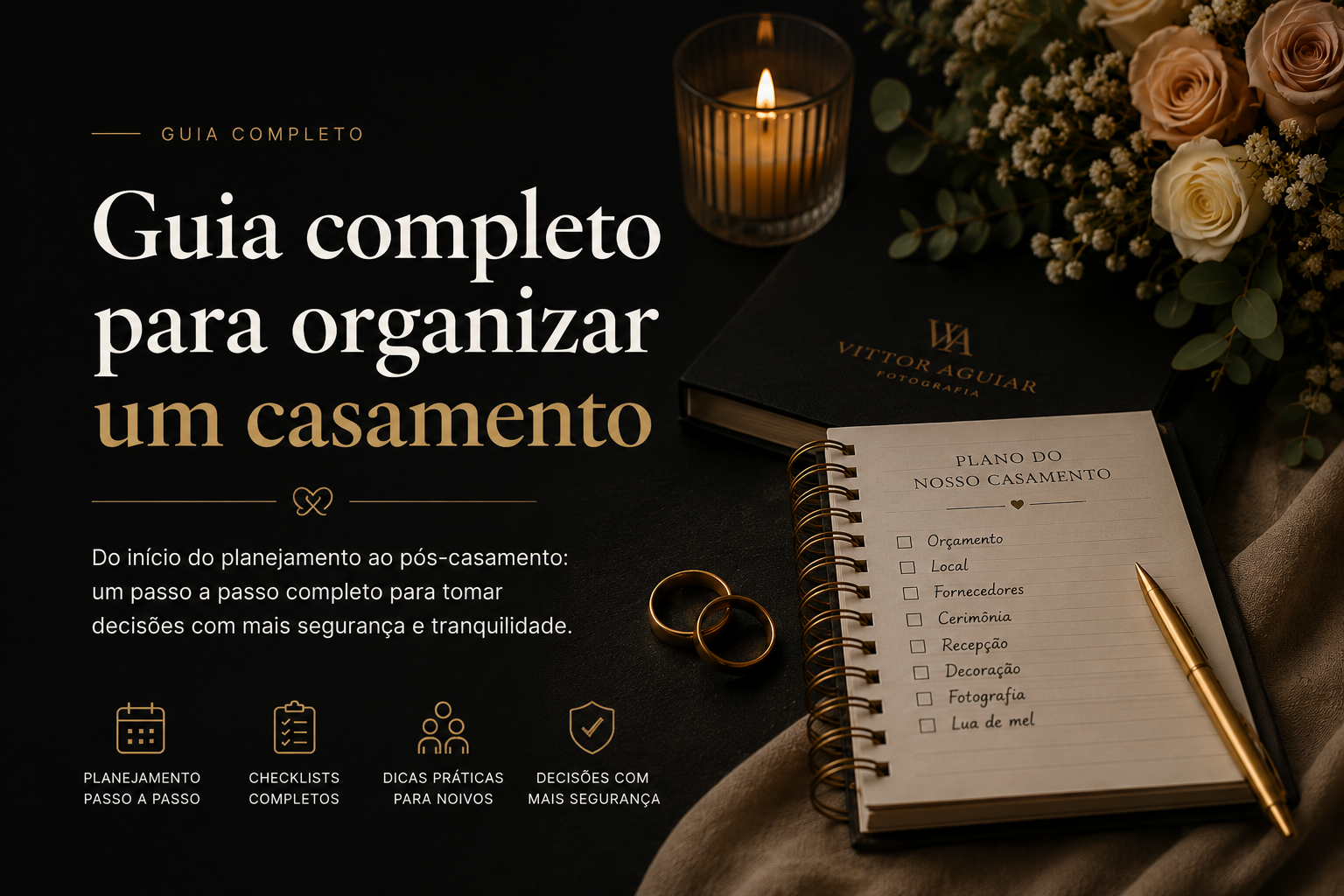 Casal organizando os detalhes do casamento